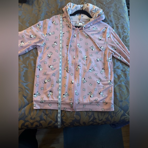Peanuts Snoopy Pink Full Zip Hoodie Sweatshirt Size XL - Picture 5 of 5